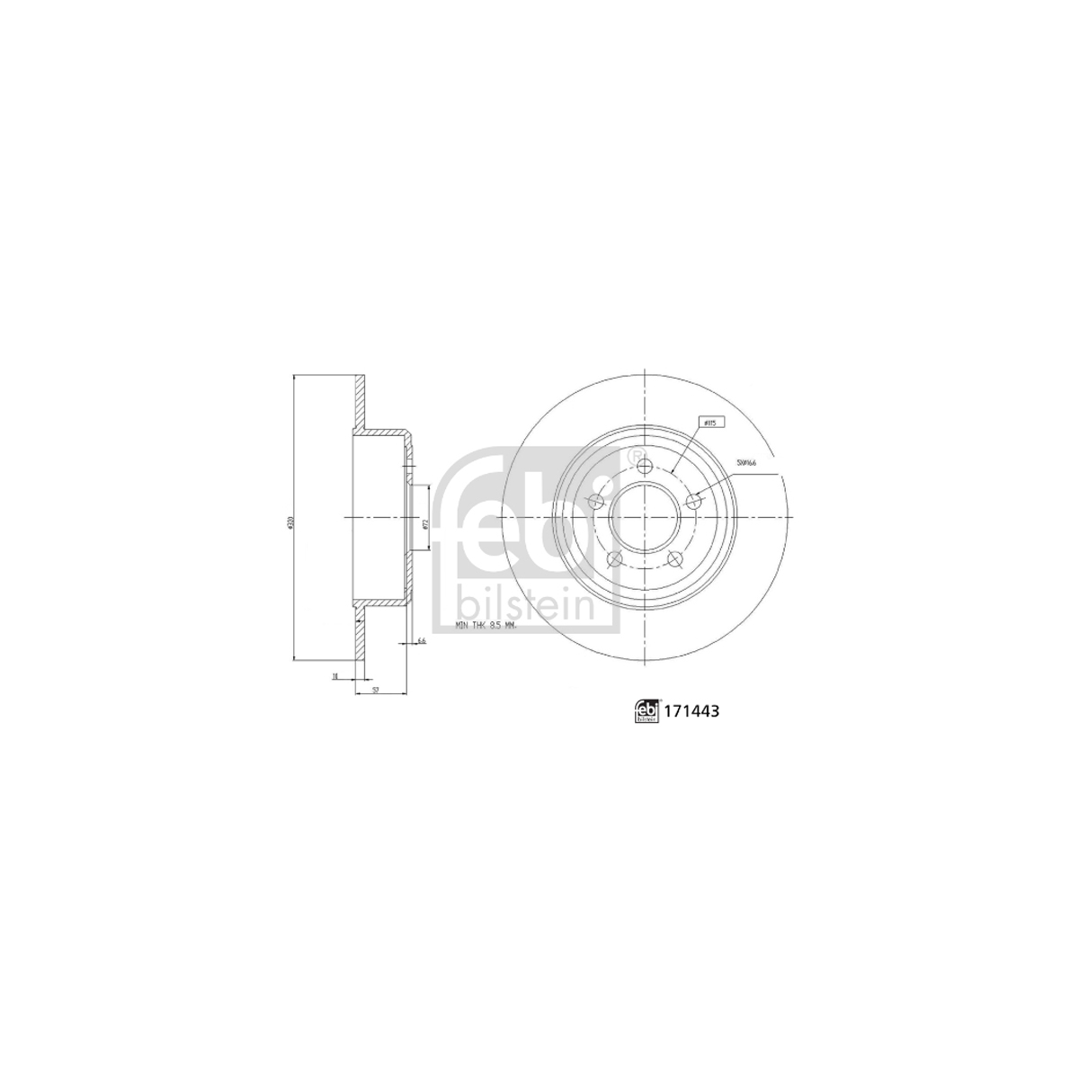 FEBI 171443 Bremsscheiben Satz CHRYSLER 300C (LX, LE) 5.7 AWD 340 PS hinten