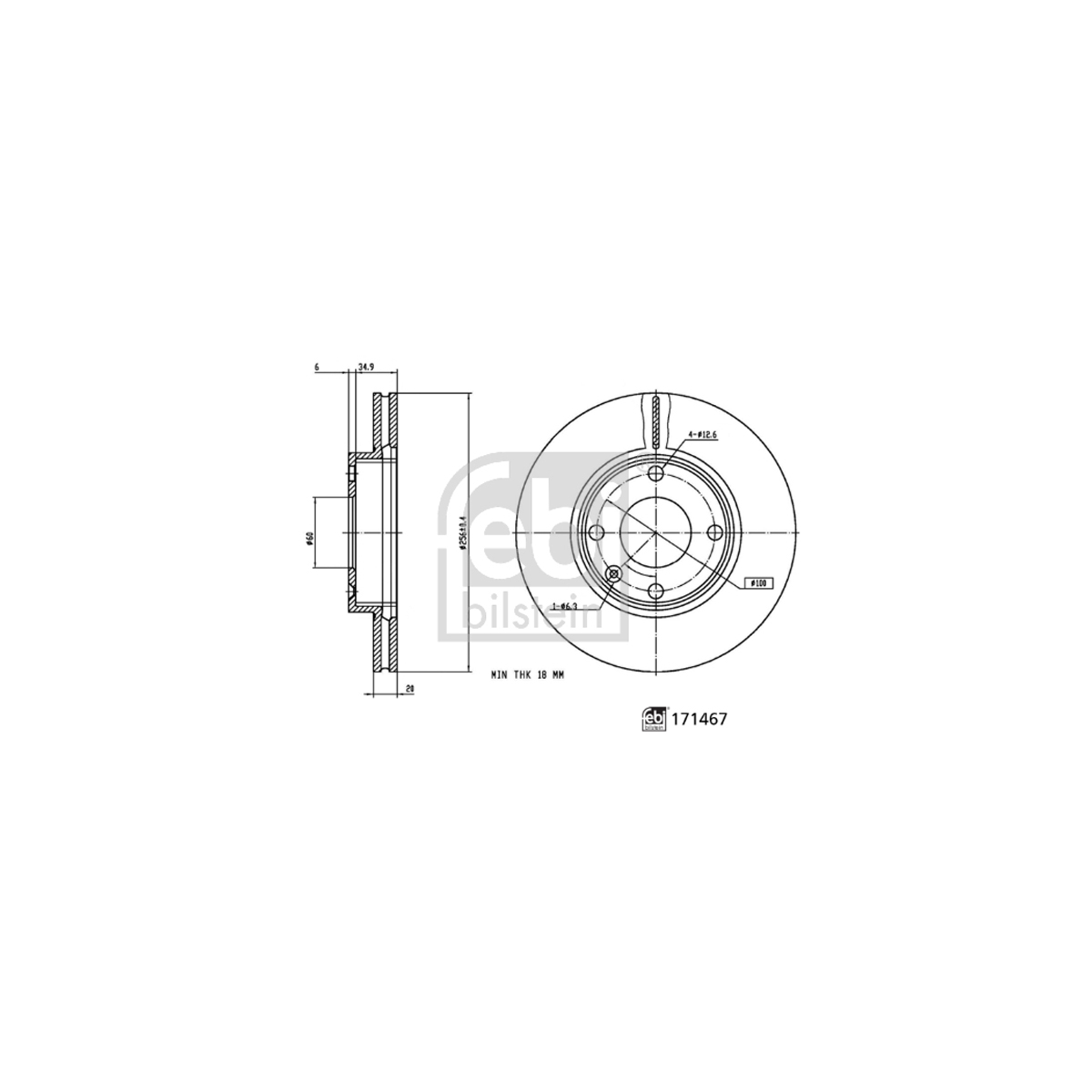 FEBI 171467 Bremsscheiben Satz OPEL Karl (C16) 1.0 LPG 73 PS vorne 569131 / 13584677