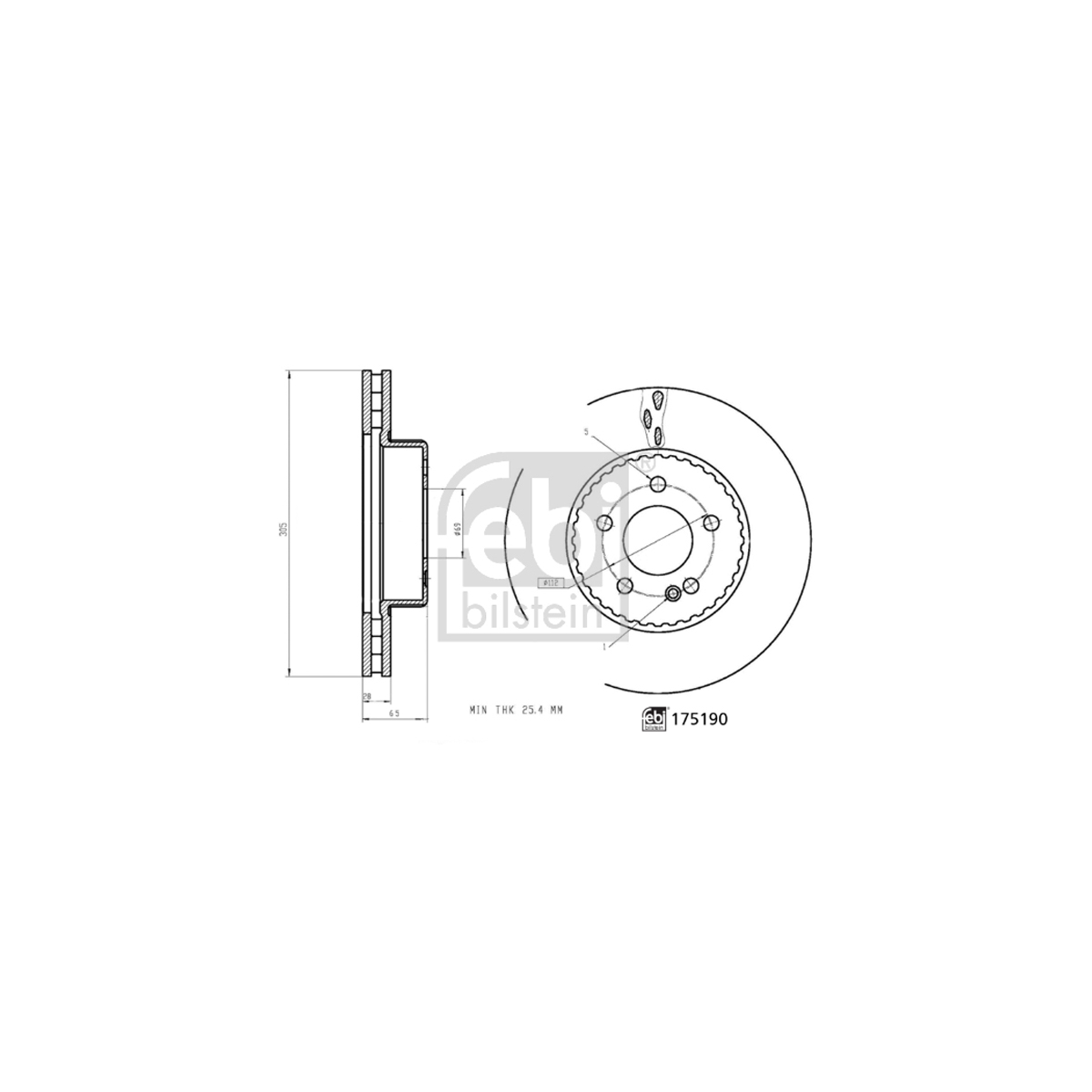 FEBI 175190 Bremsscheiben Satz MERCEDES W205 S205 C/A205 W213 S213 C/A238 vorne 0004212512