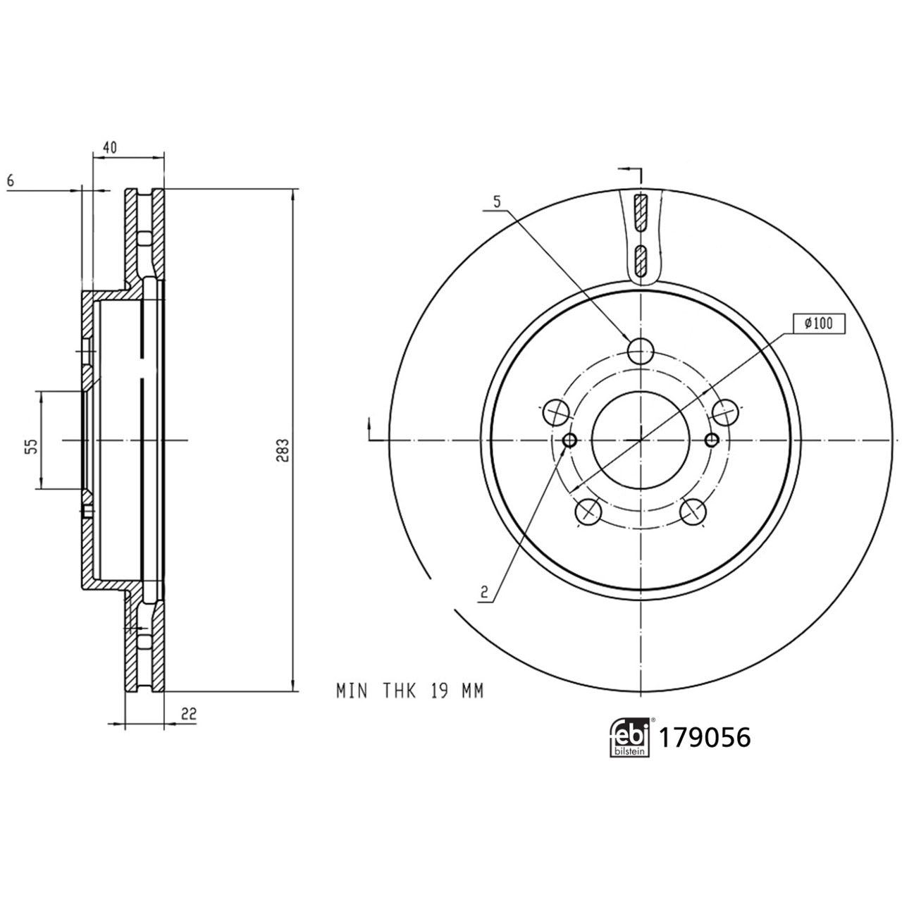 FEBI 179056 Bremsscheiben Satz TOYOTA Corolla (E21) Prius PHV (W52) 1.21.8 Hybrid vorne