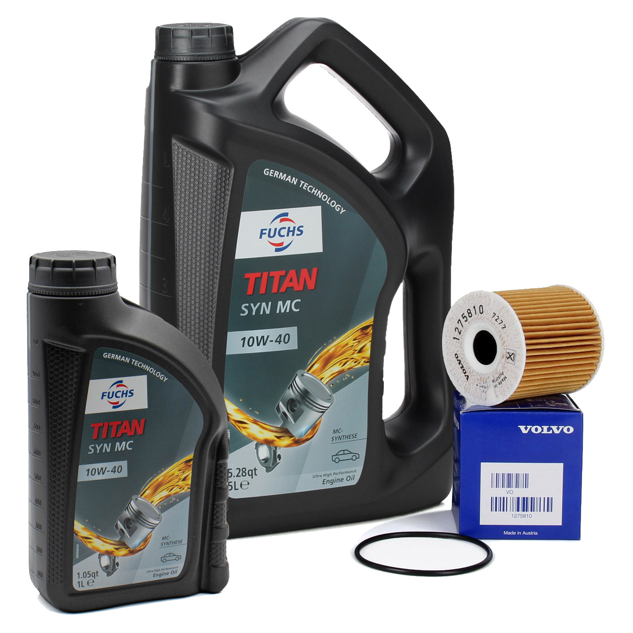 6L 6 Liter FUCHS TITAN SYN MC 10W40 Motoröl + ORIGINAL VOLVO Ölfilter 1275810