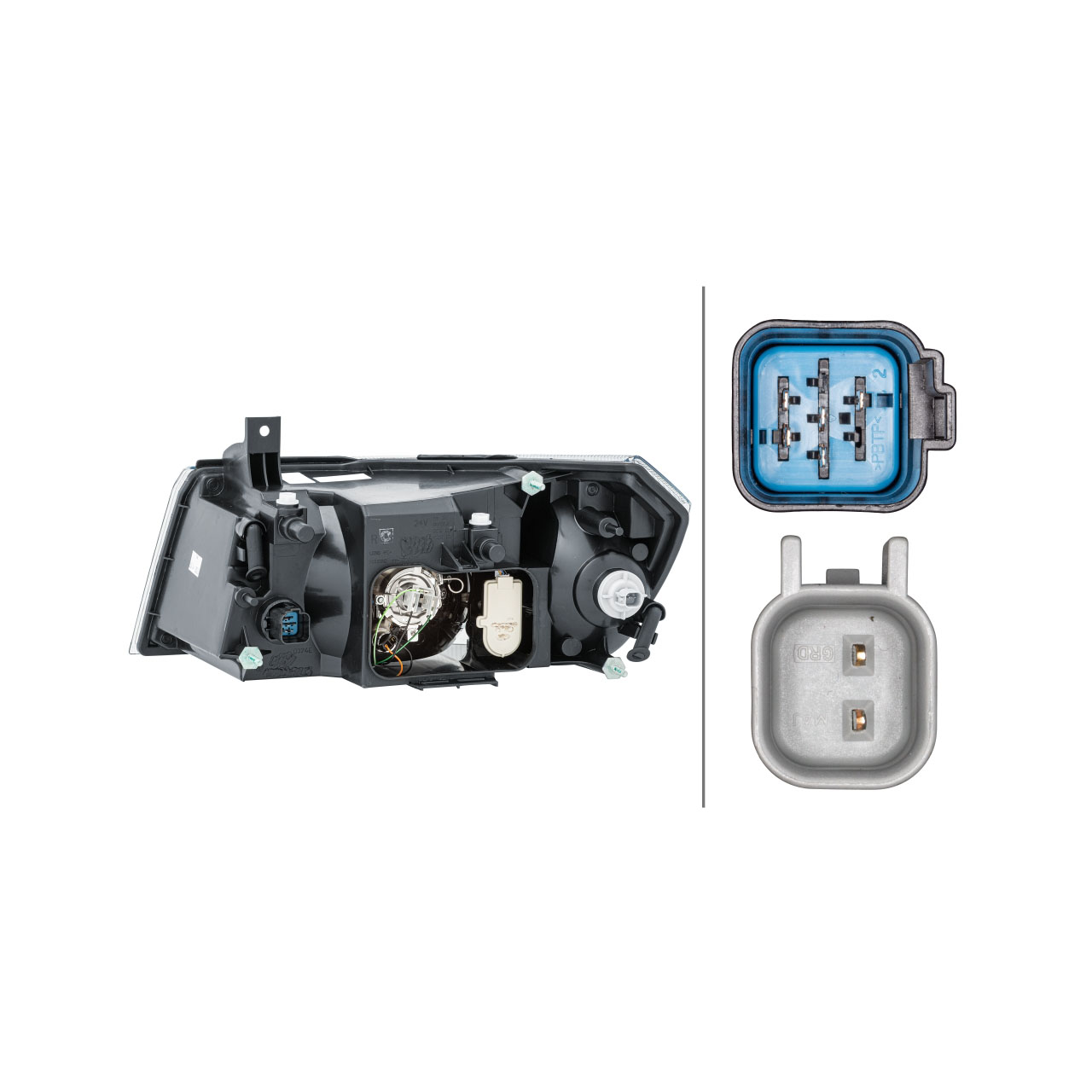 HELLA 1LG354024061 HALOGEN H4 Scheinwerfer + Leuchtmittel FORD Transit ab 12.2001 rechts