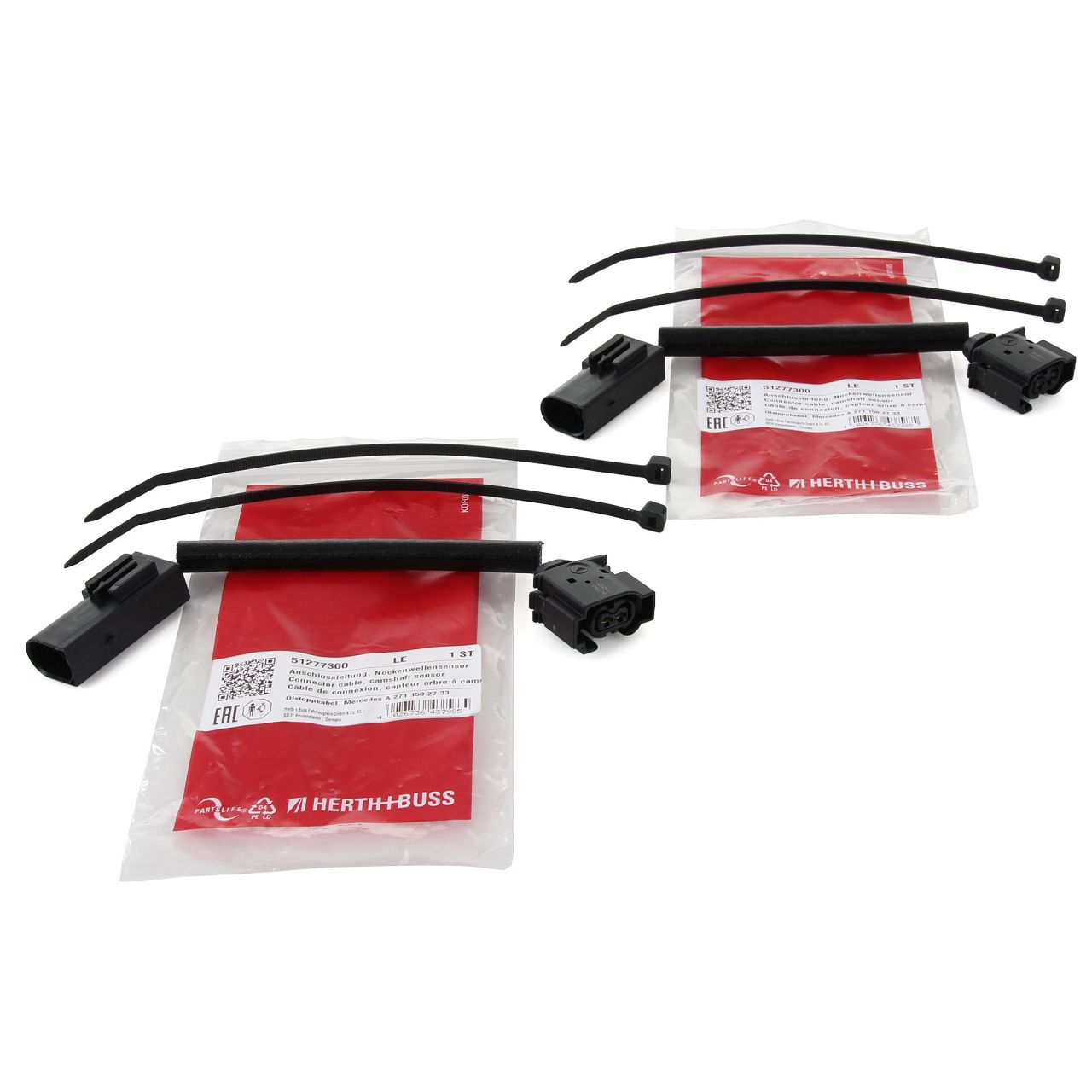 2x HERTH+BUSS Öl-Stop-Kabel Adapterstecker Nockenwellensensor für MERCEDES M271