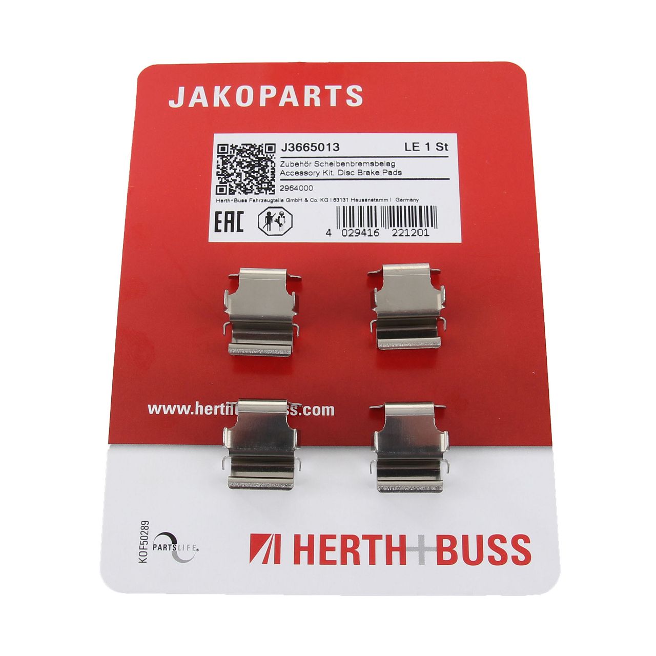 HERTH+BUSS JAKOPARTS Bremsbeläge Zubehörsatz für CITROEN MITSUBISHI 4007 hinten