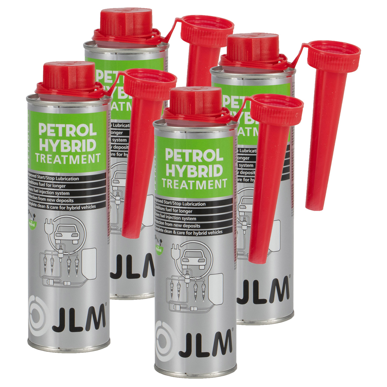 4x 250ml JLM J03195 Petrol Hybrid Treatment Benzin/Hybrid Reiniger Kraftstoffadditiv