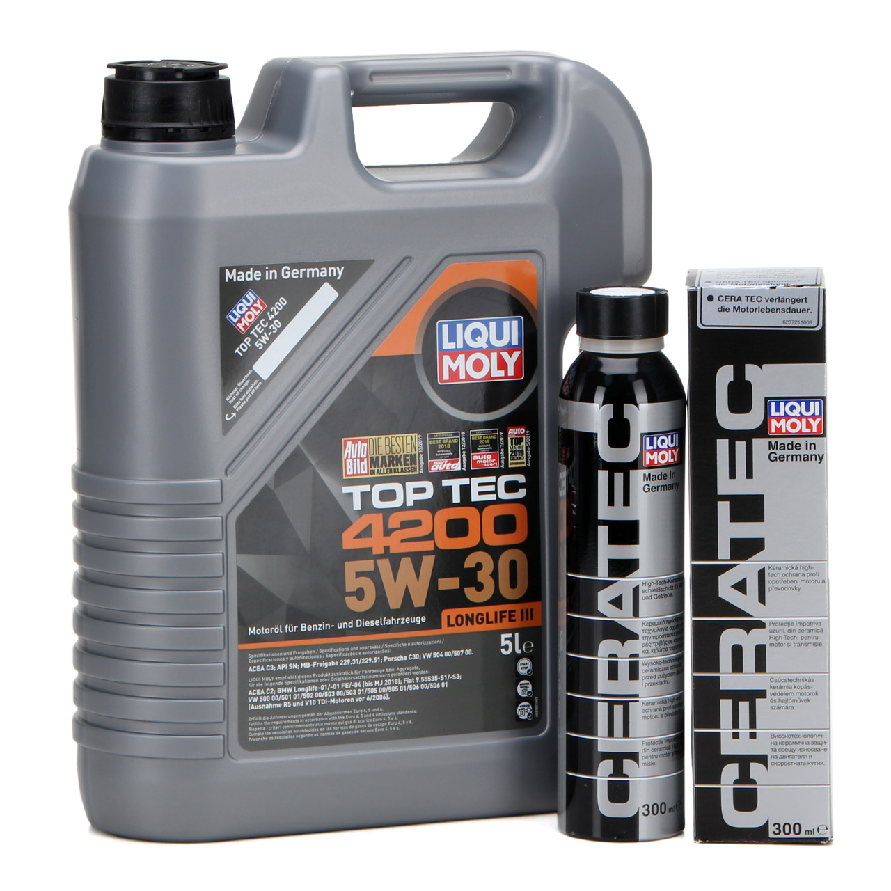 5L 5 Liter LIQUI MOLY 3707 Motoröl Öl TOP TEC 4200 5W30 + 3721 CeraTec Additiv