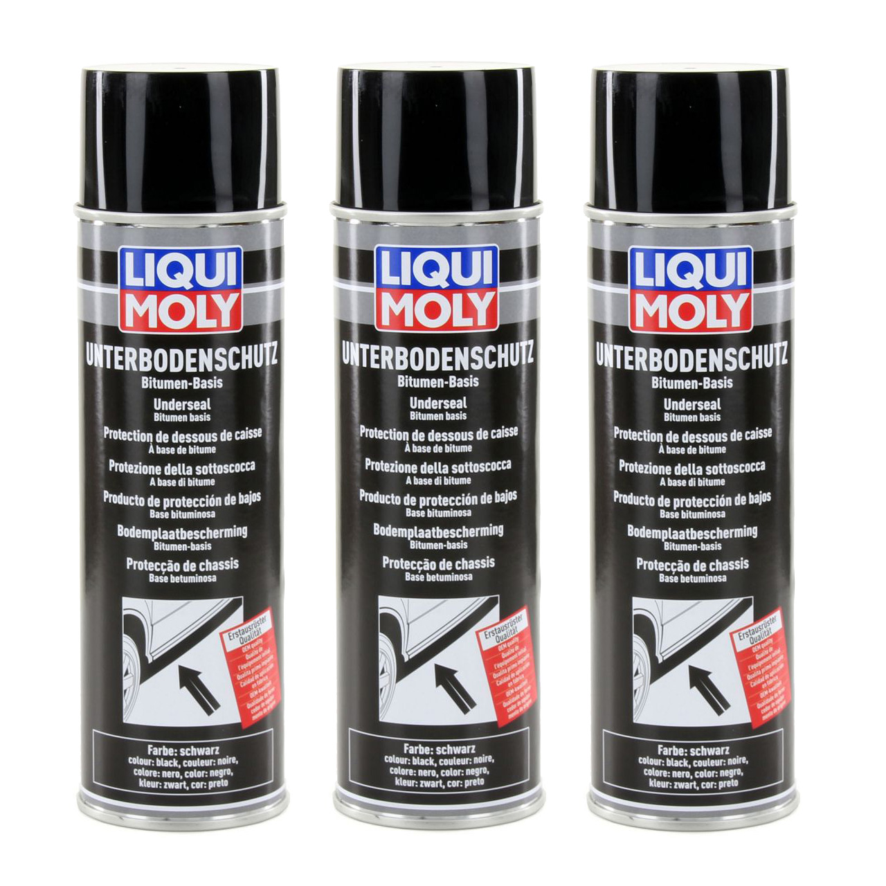 LIQUI MOLY 6111 Unterboden-Schutz Unterbodenschutz Bitumen SCHWARZ 3x 500ml