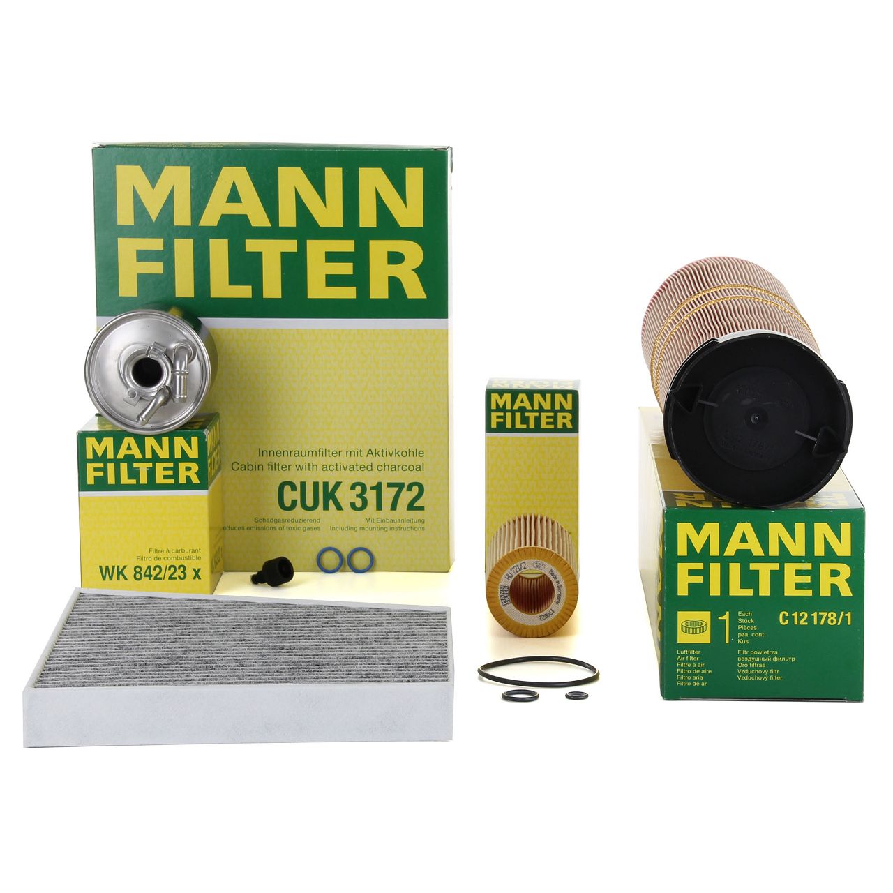 MANN Filter-Set 4-tlg MERCEDES E-Klasse W211 E320CDI 204 PS OM648 bis 12.2002