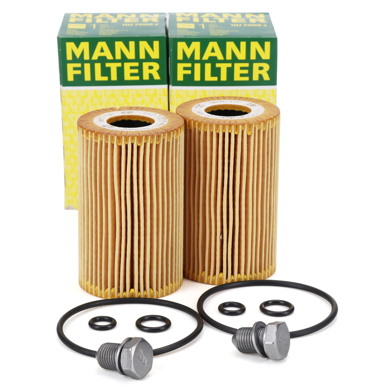 2x MANN HU7008z Ölfilter + Schraube VW Golf 5 6 Passat B6 B7 T5 T6 A3 A4 A6 Q5 1.6/2.0 TDI