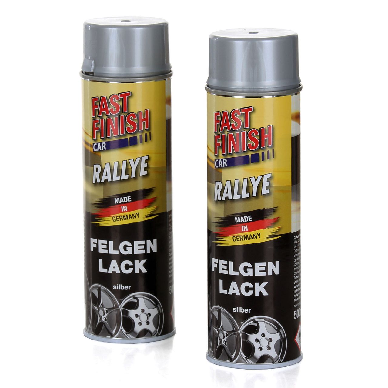 2x 500 ml FAST FINISH Rallye Felgenlack Felgenfarbe Silber Spraydose 292842