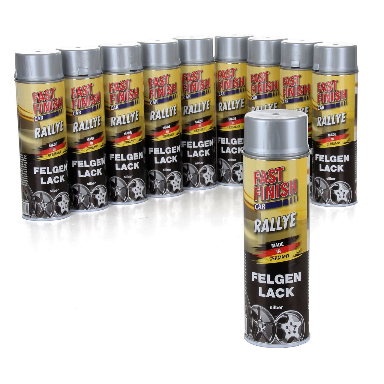 Motip Dupli 10x 500 ml FAST FINISH Rallye Felgenlack Felgenfarbe Silber Spraydose 292842