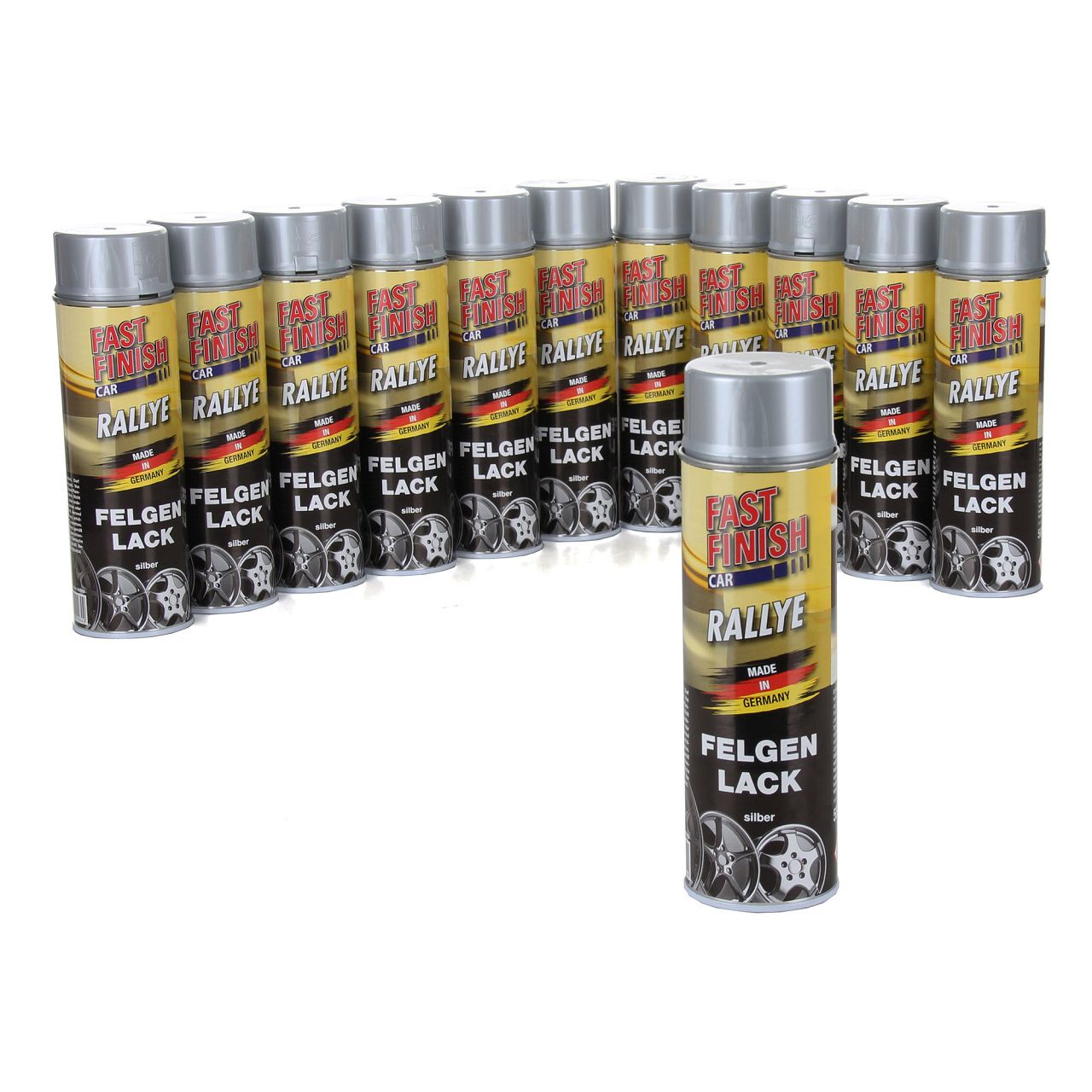 Motip Dupli 12x 500 ml FAST FINISH Rallye Felgenlack Felgenfarbe Silber Spraydose 292842