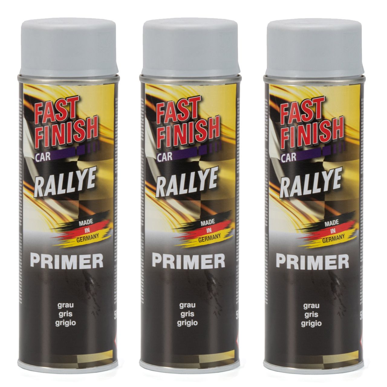 3x 500 ml FAST FINISH Car Rallye Haftgrund Grundierung Grau Spraydose 292811