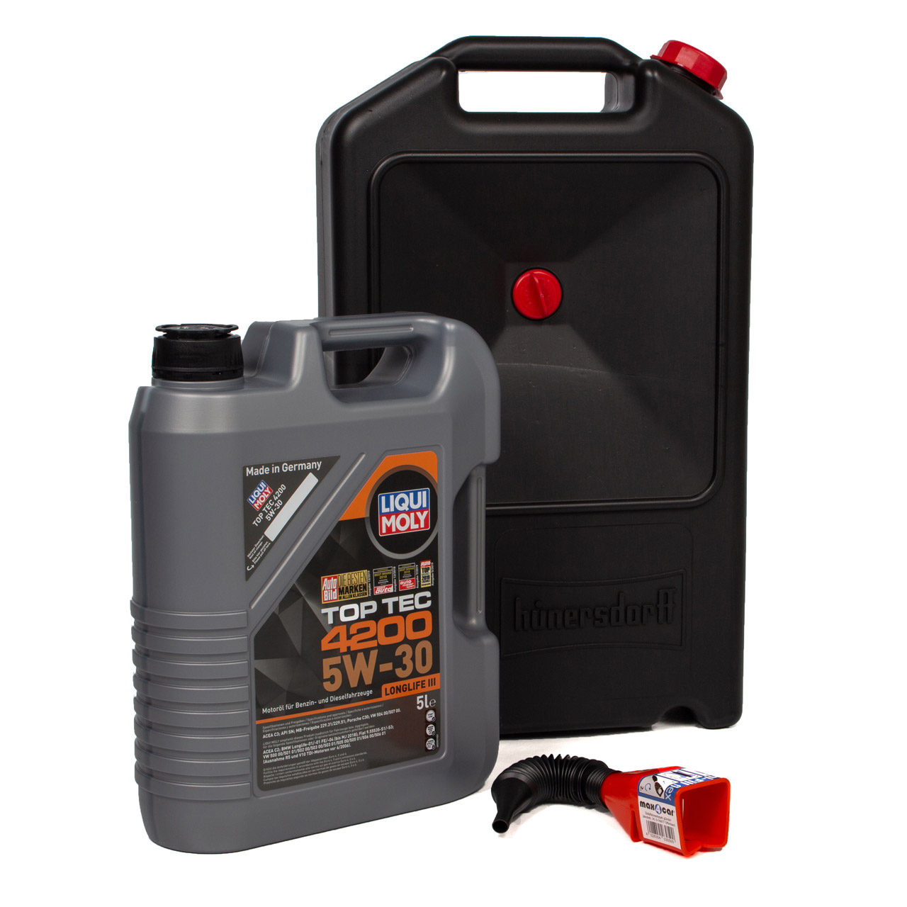 5L 5 Liter LIQUI MOLY Motoröl Öl TOP TEC 4200 5W-30 + Trichter + Auffangwanne