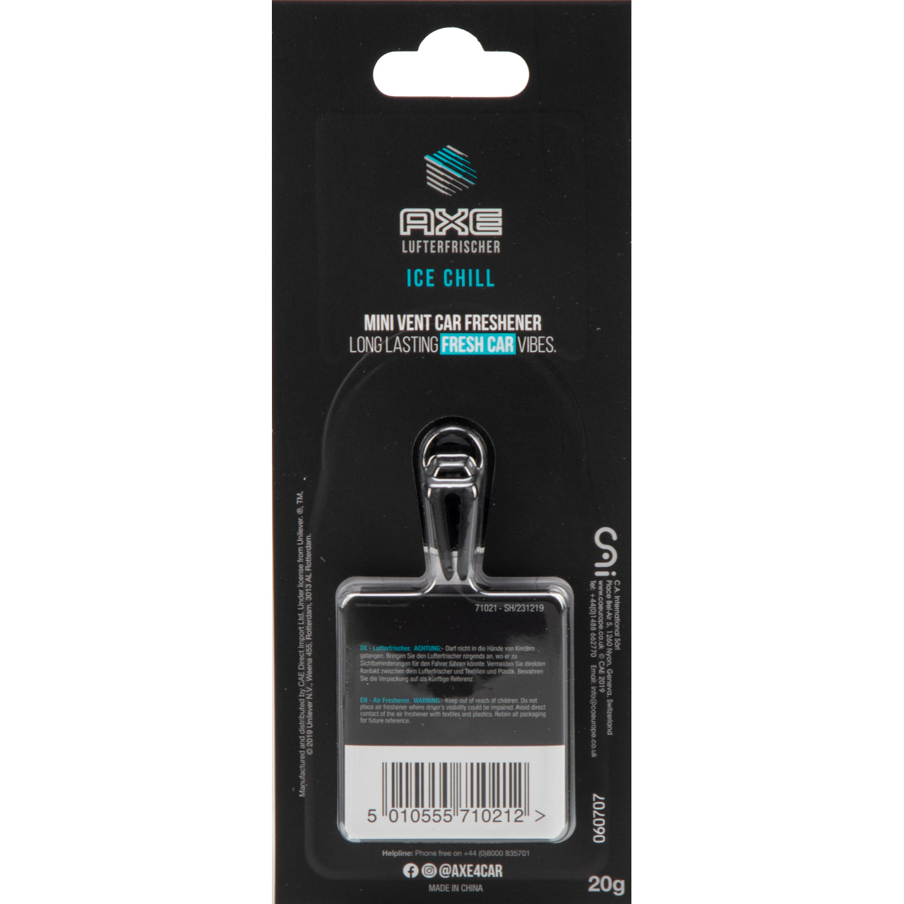 AXE Mini Vent Lufterfrischer Autoduft Innenraumduft Duftspender ICE CHILL 20g