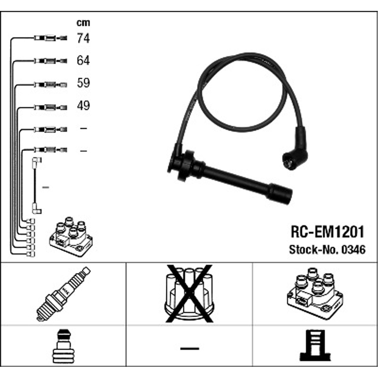 NGK 0346 RC-EM1201 Zündkabelsatz Zündleitungssatz