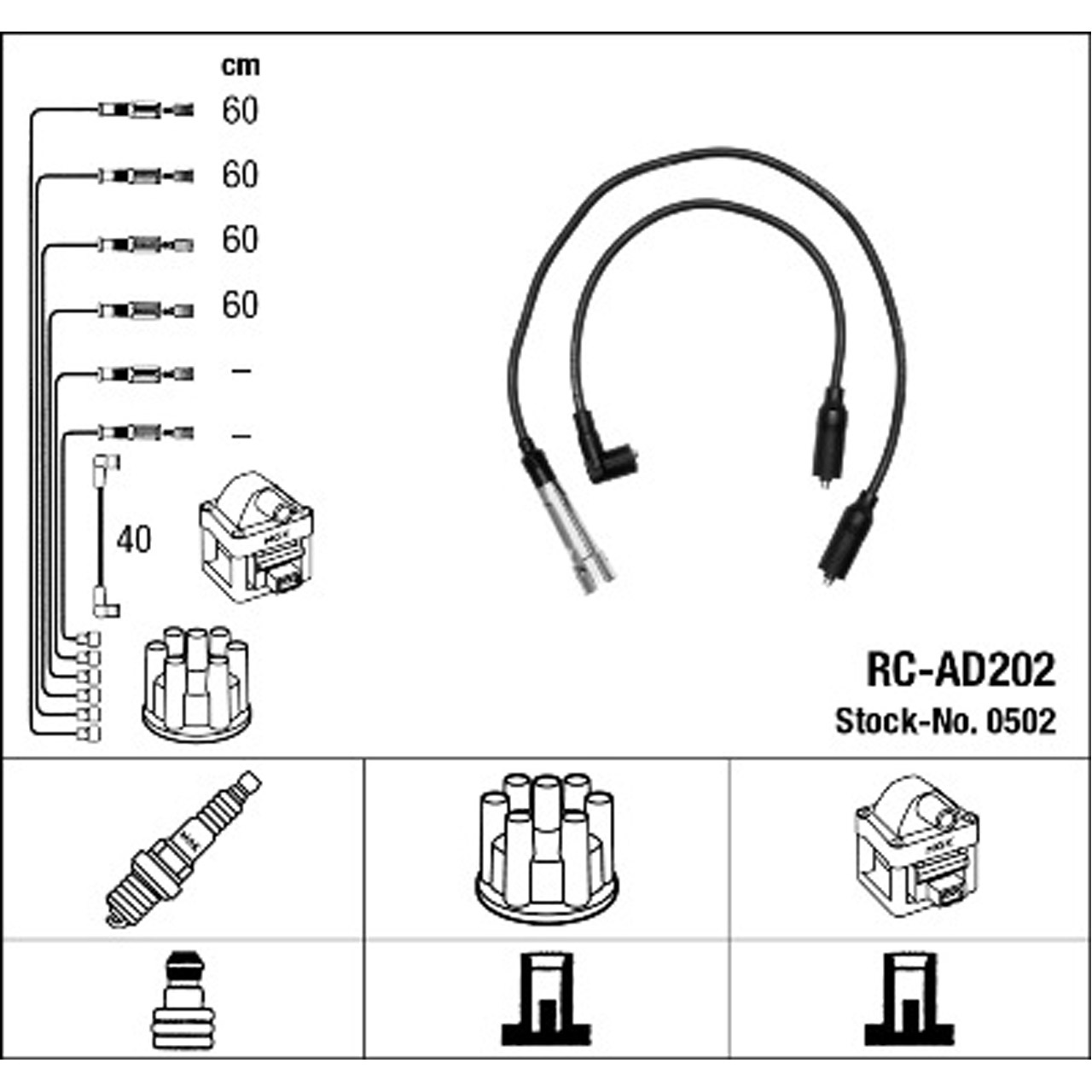 NGK 0502 RC-AD202 Zündkabelsatz Zündleitungssatz