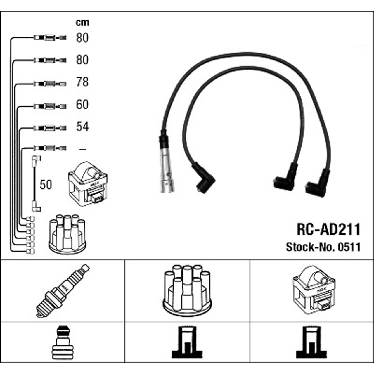 NGK 0511 RC-AD211 Zündkabelsatz Zündleitungssatz