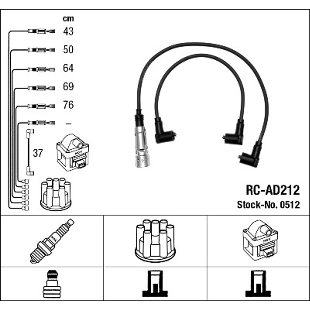 NGK 0512 RC-AD212 Zündkabelsatz Zündleitungssatz