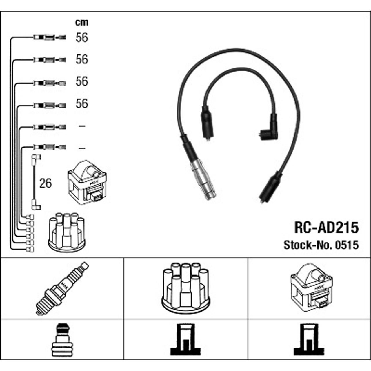 NGK 0515 RC-AD215 Zündkabelsatz AUDI A4 (8D B5) 1.6 100 PS 11.1994-09.2001