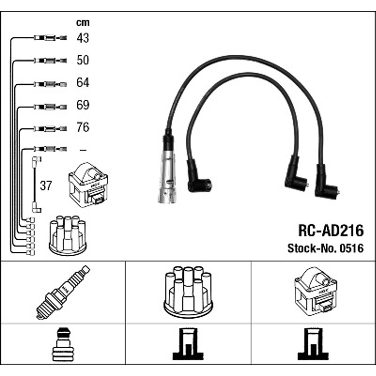 NGK 0516 RC-AD216 Zündkabelsatz Zündleitungssatz