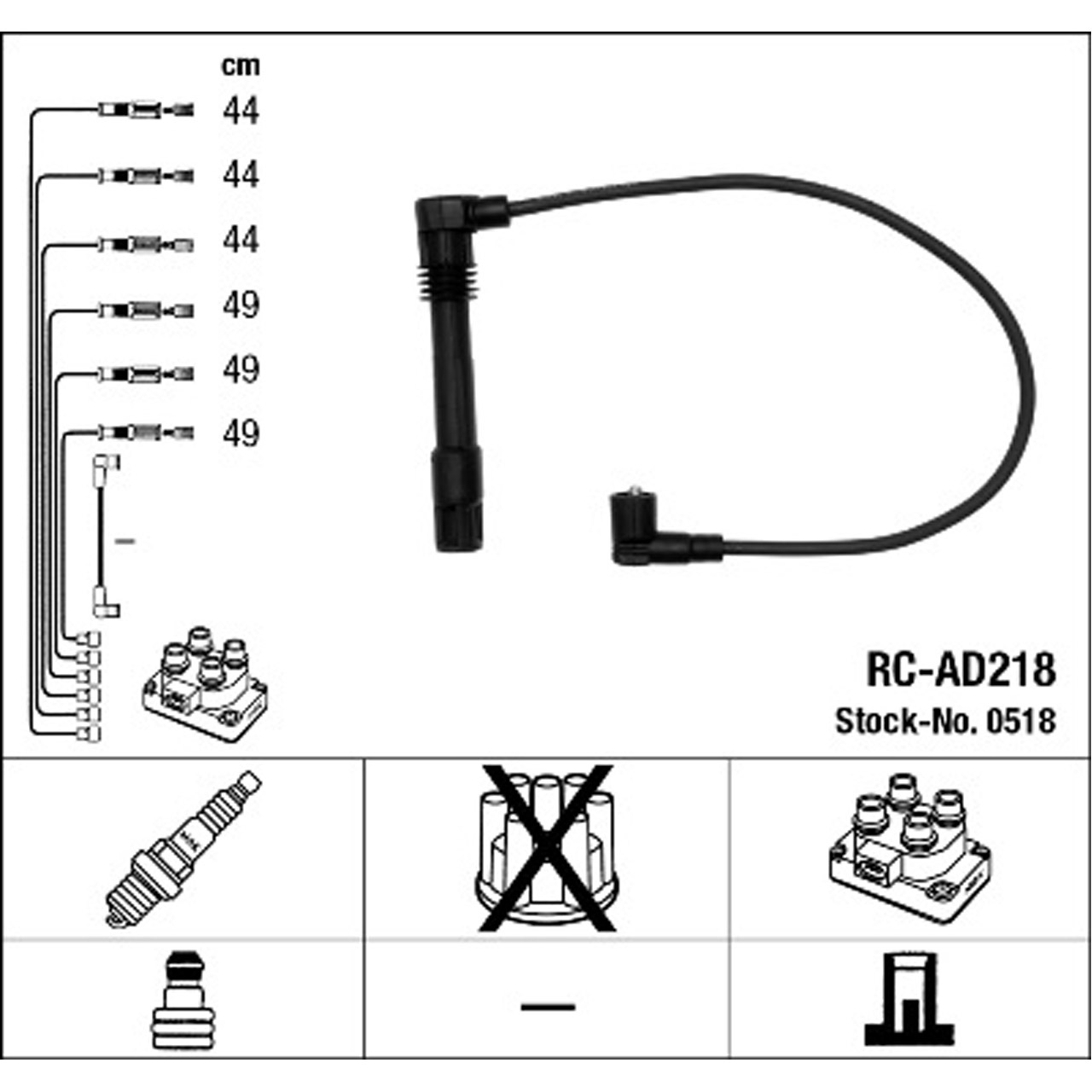 NGK 0518 RC-AD218 Zündkabelsatz Zündleitungssatz