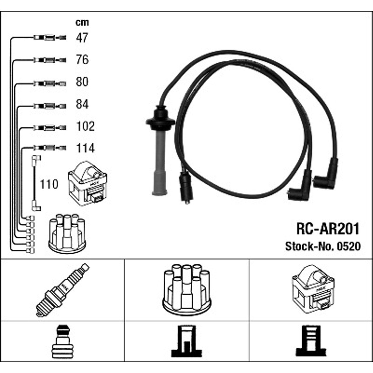 NGK 0520 RC-AR201 Zündkabelsatz Zündleitungssatz