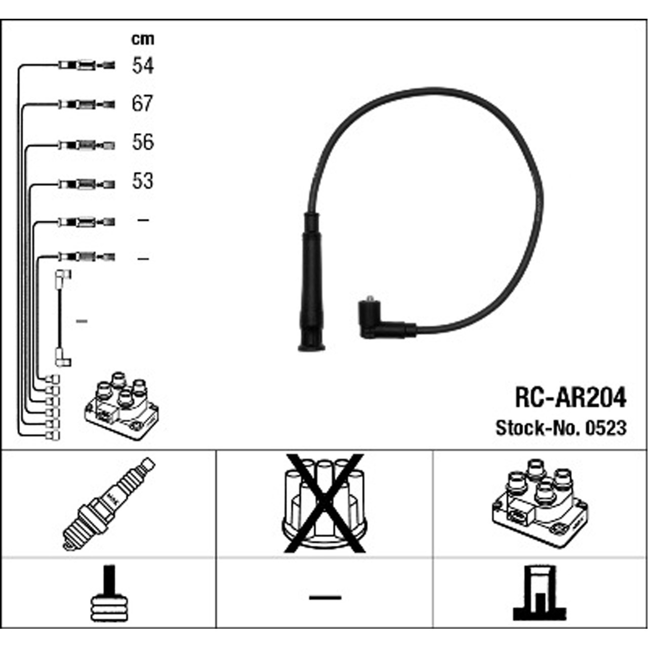 NGK 0523 RC-AR204 Zündkabelsatz Zündleitungssatz