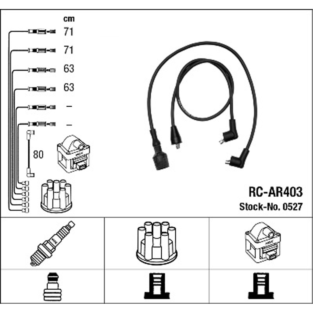 NGK 0527 RC-AR403 Zündkabelsatz Zündleitungssatz