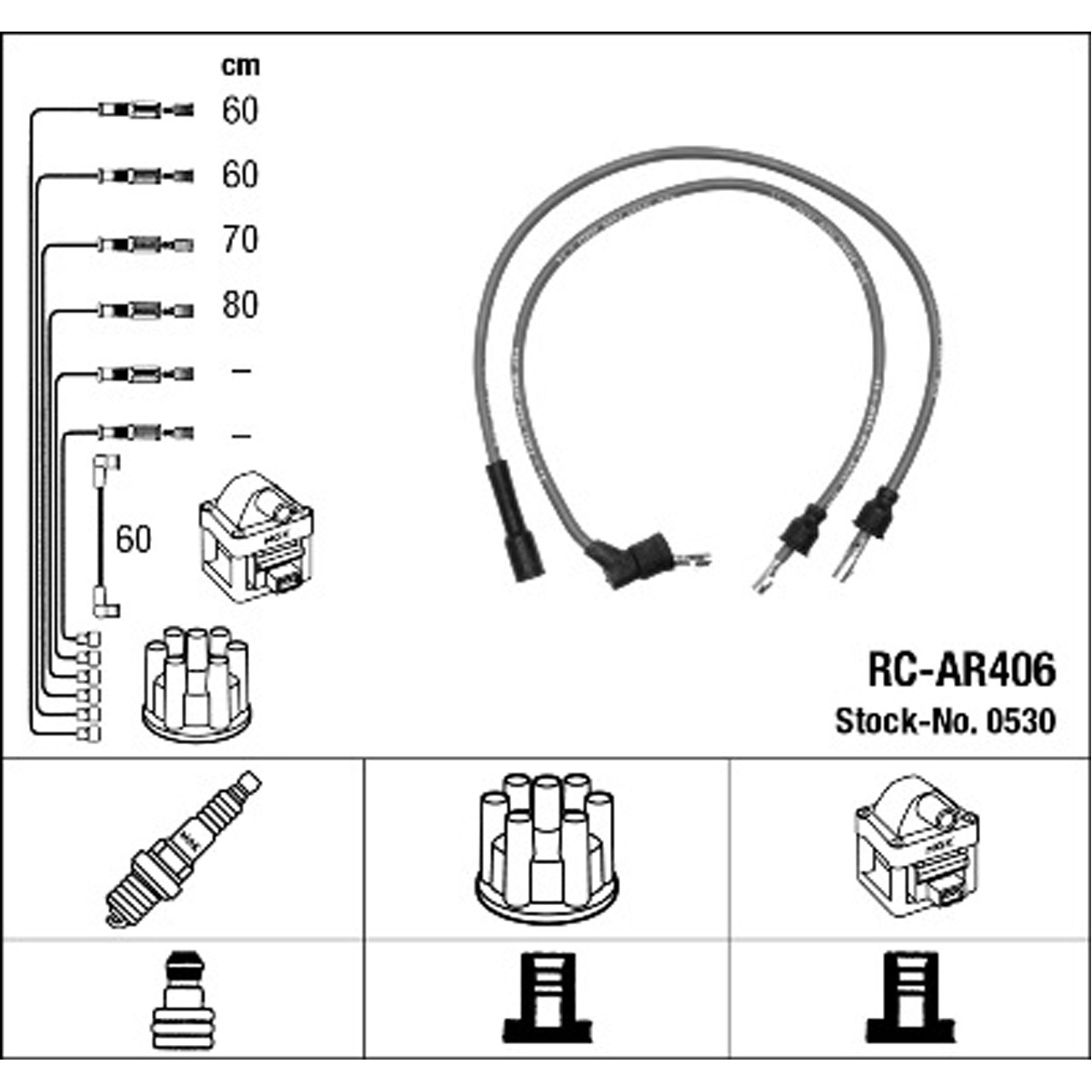 NGK 0530 RC-AR406 Zündkabelsatz Zündleitungssatz