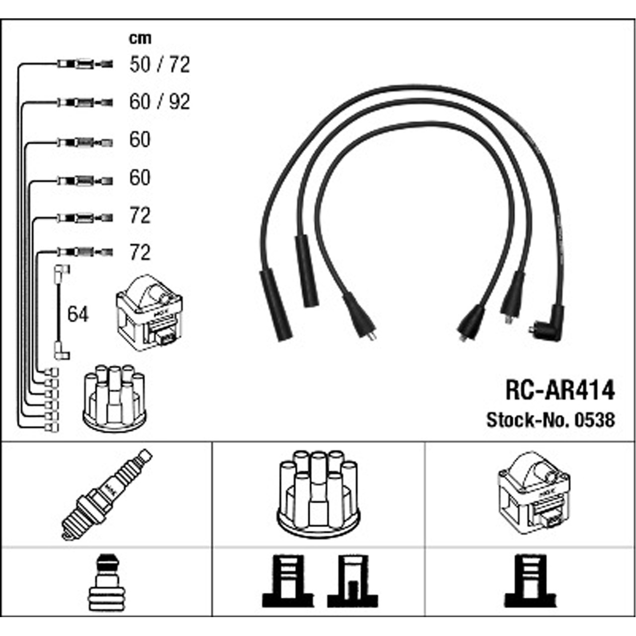 NGK 0538 RC-AR414 Zündkabelsatz Zündleitungssatz