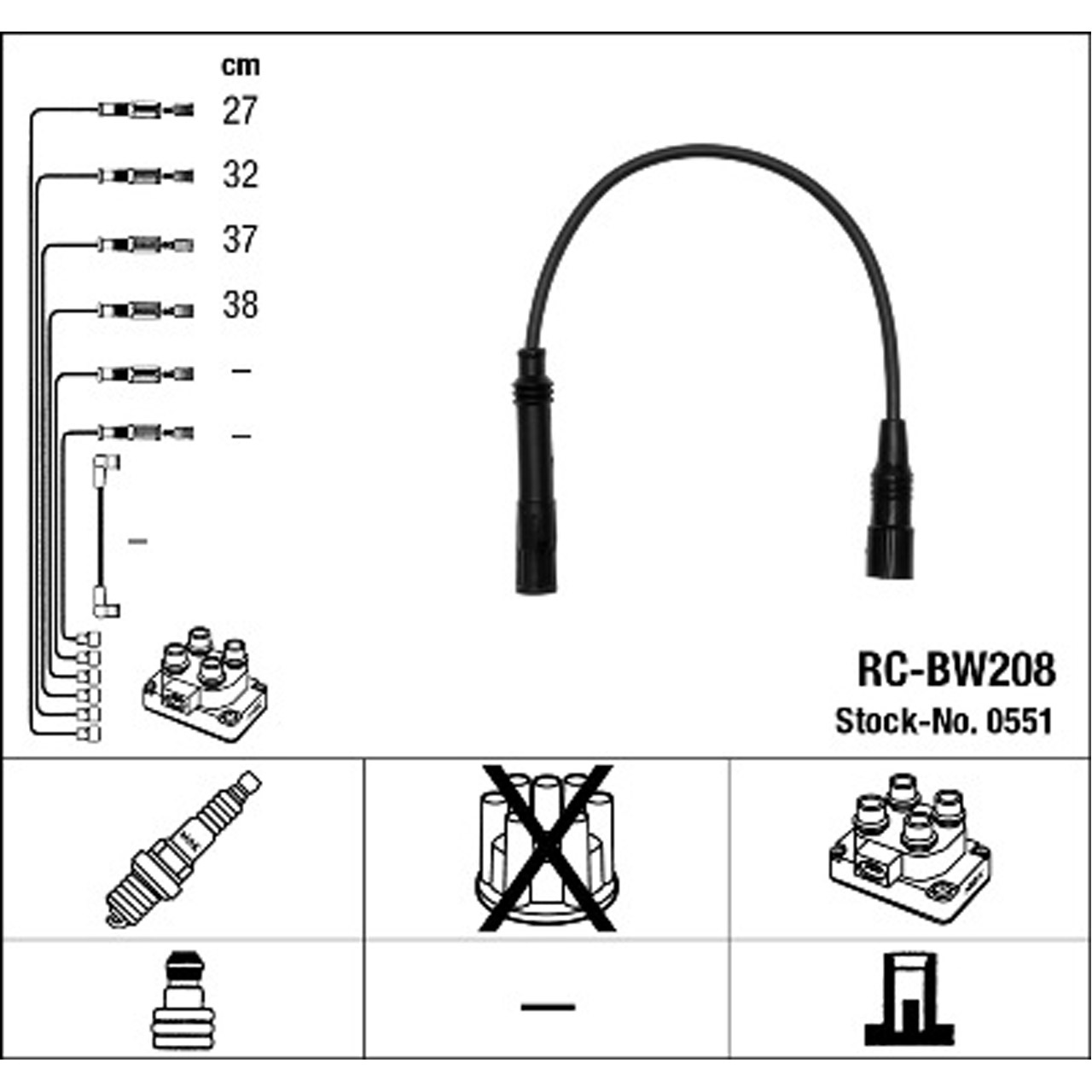 NGK 0551 RC-BW208 Zündkabelsatz Zündleitungssatz