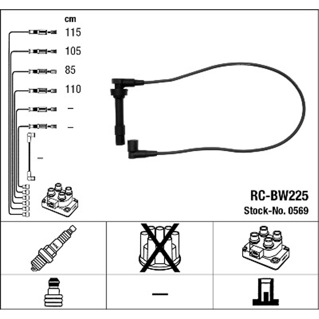 NGK 0569 RC-BW225 Zündkabelsatz Zündleitungssatz