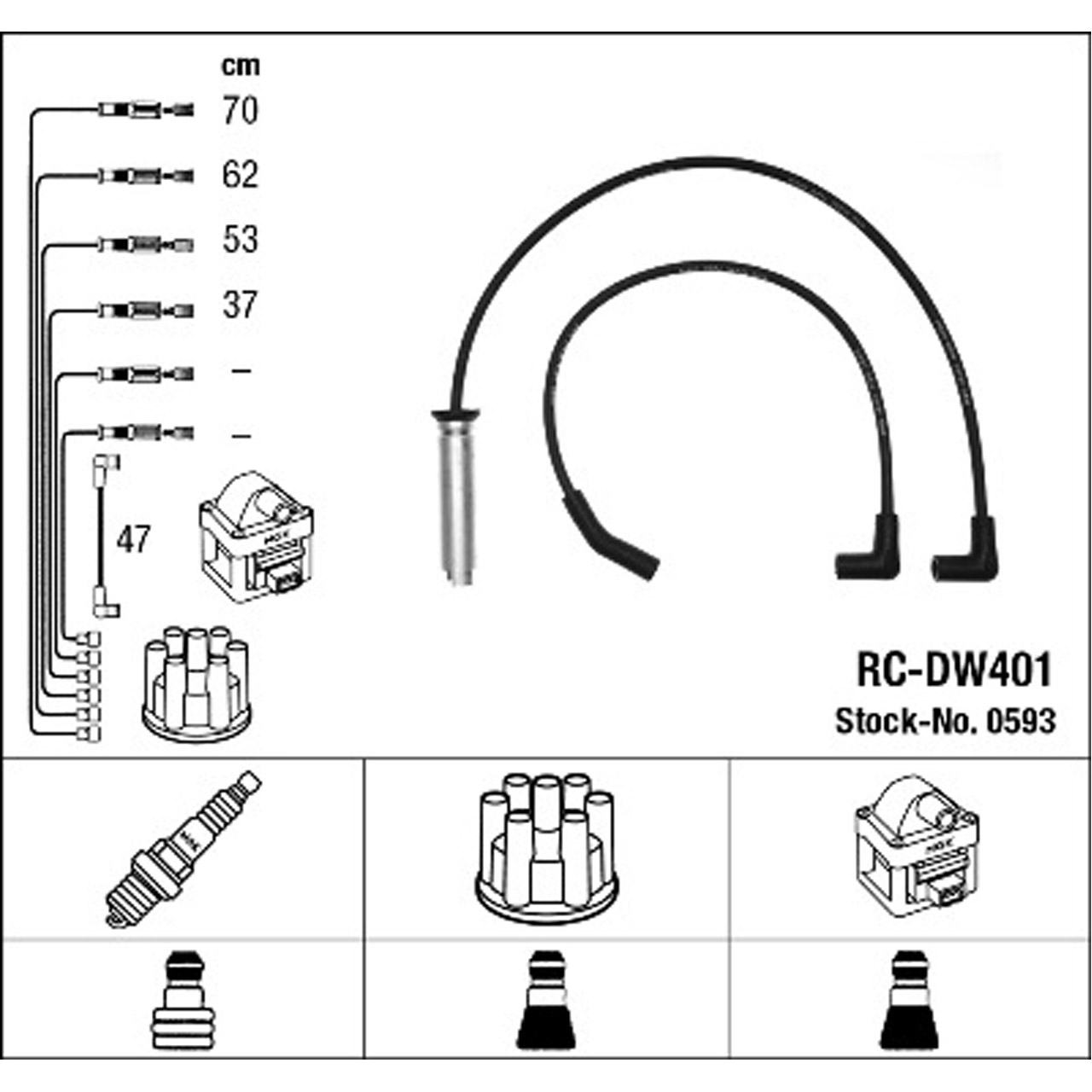 NGK 0593 RC-DW401 Zündkabelsatz Zündleitungssatz