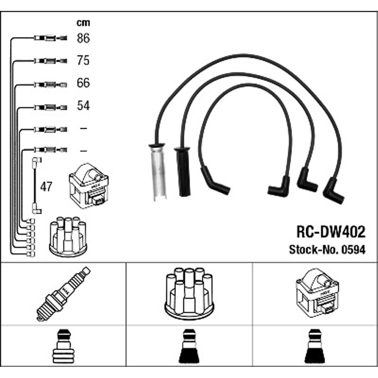 NGK 0594 RC-DW402 Zündkabelsatz Zündleitungssatz