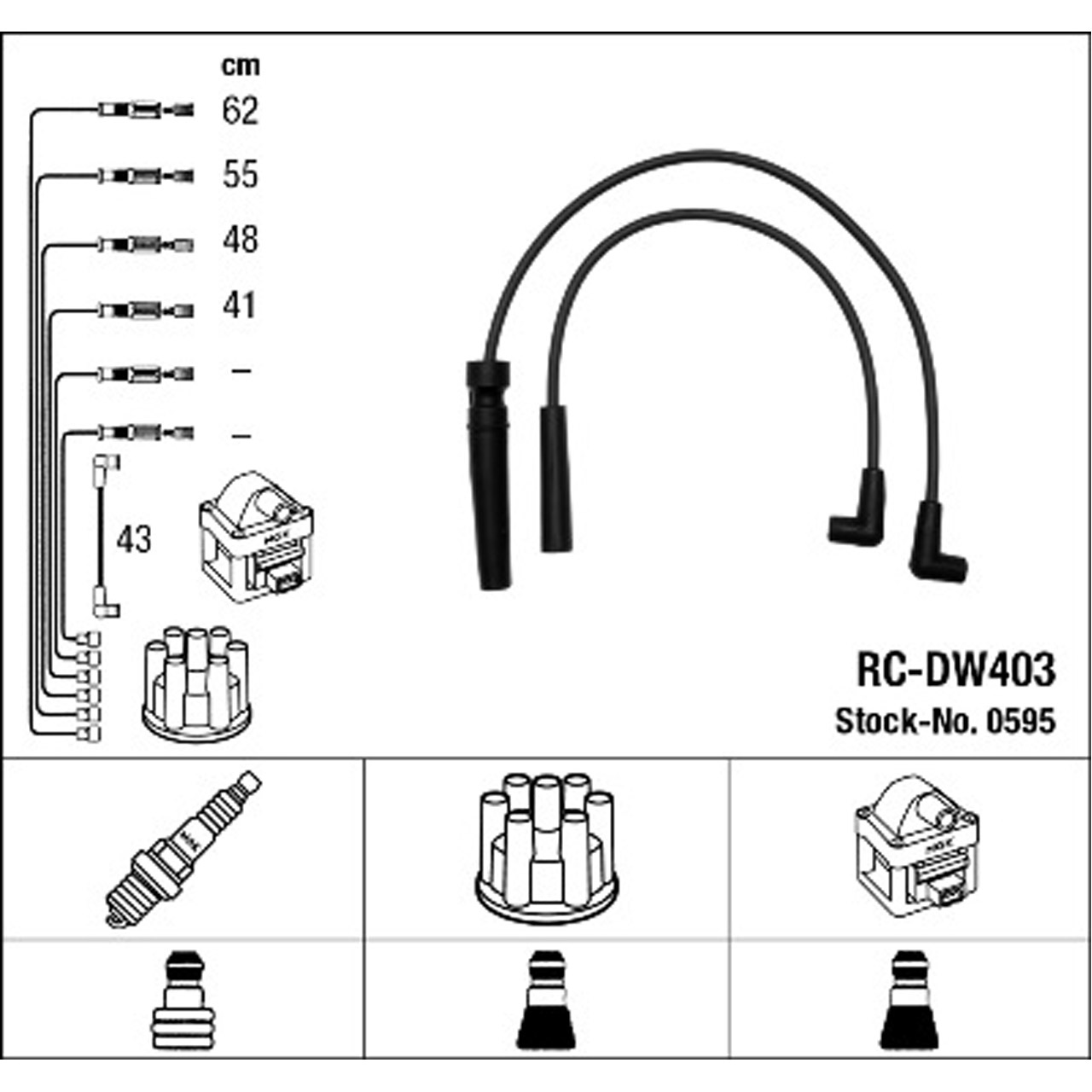 NGK 0595 RC-DW403 Zündkabelsatz Zündleitungssatz