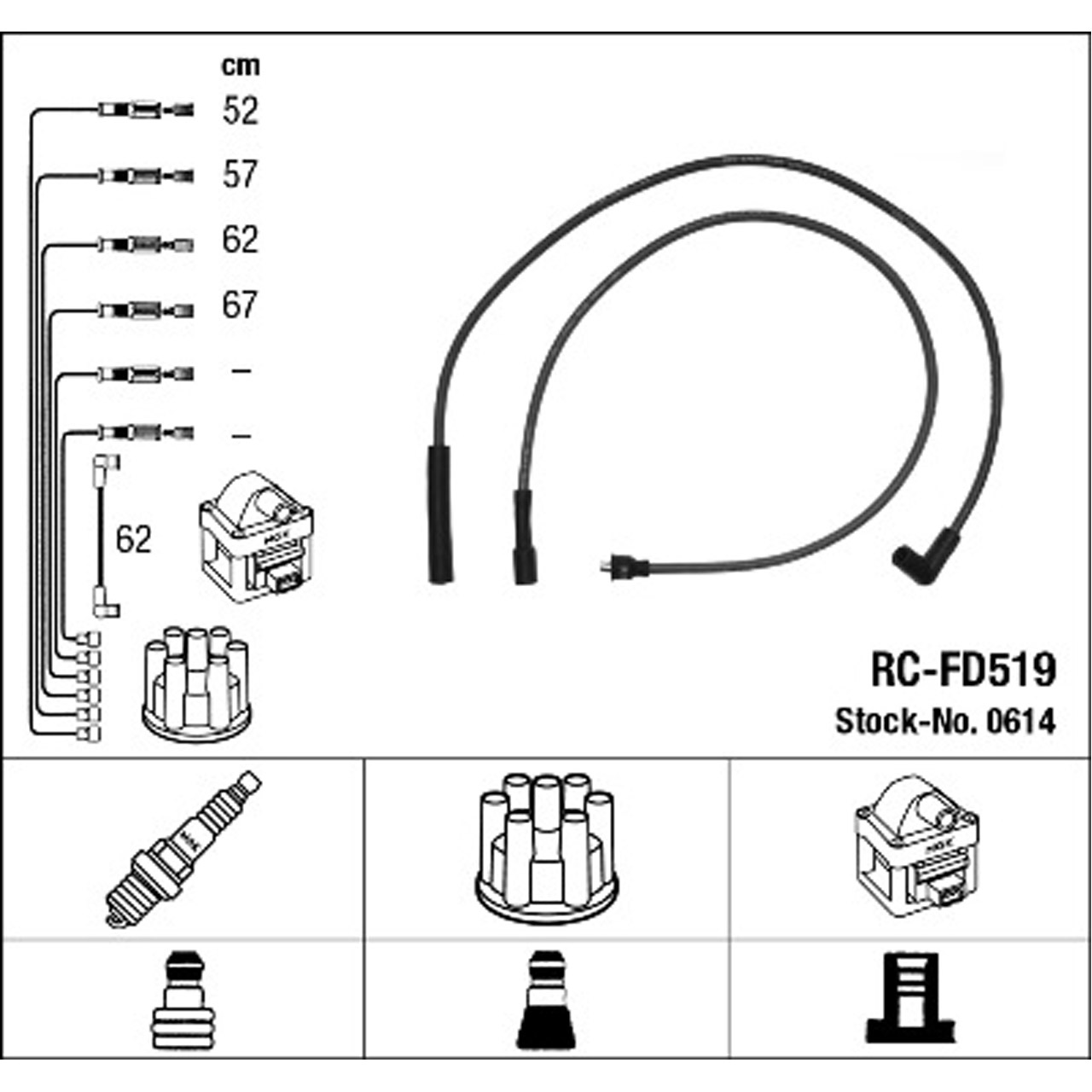 NGK 0614 RC-FD519 Zündkabelsatz Zündleitungssatz