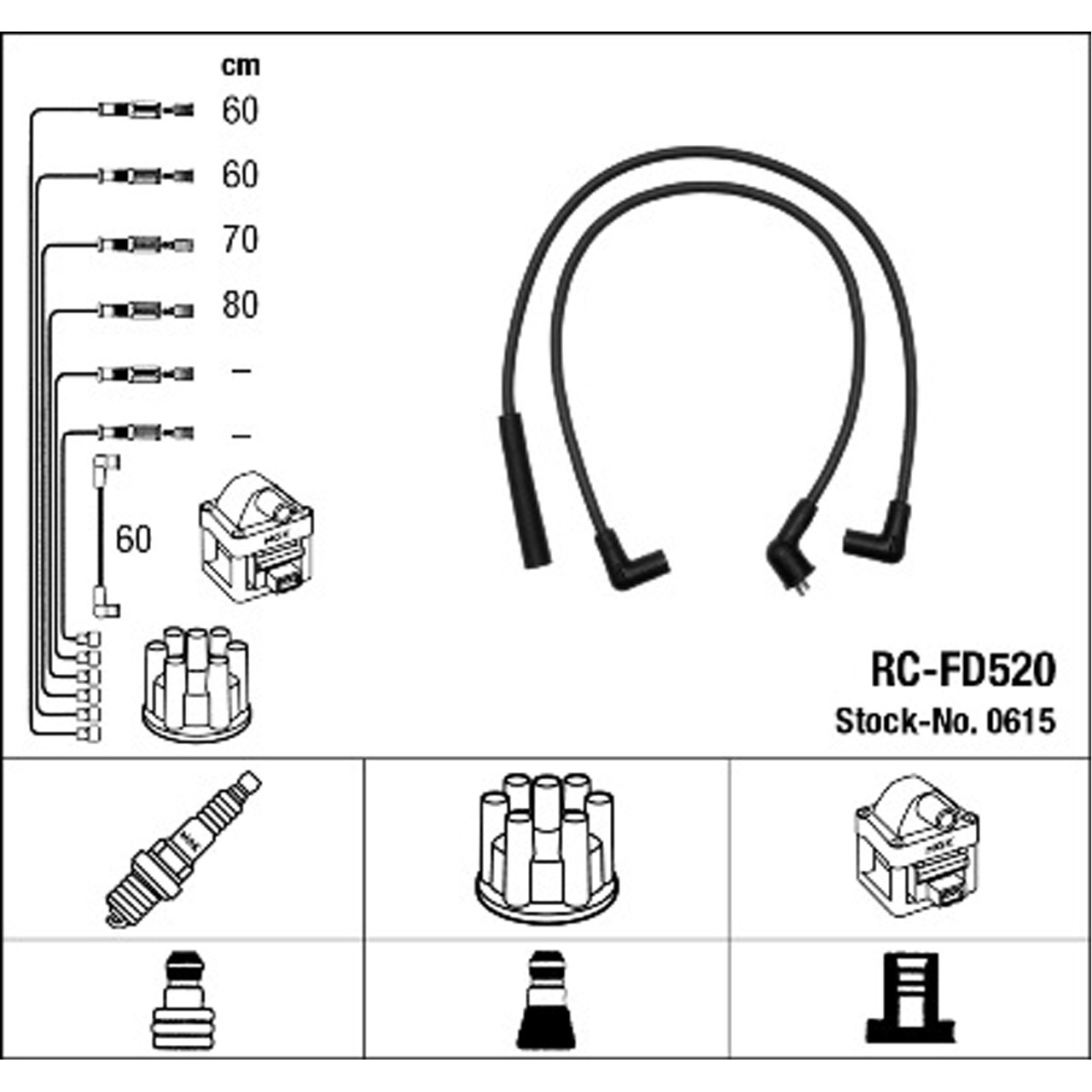 NGK 0615 RC-FD520 Zündkabelsatz Zündleitungssatz