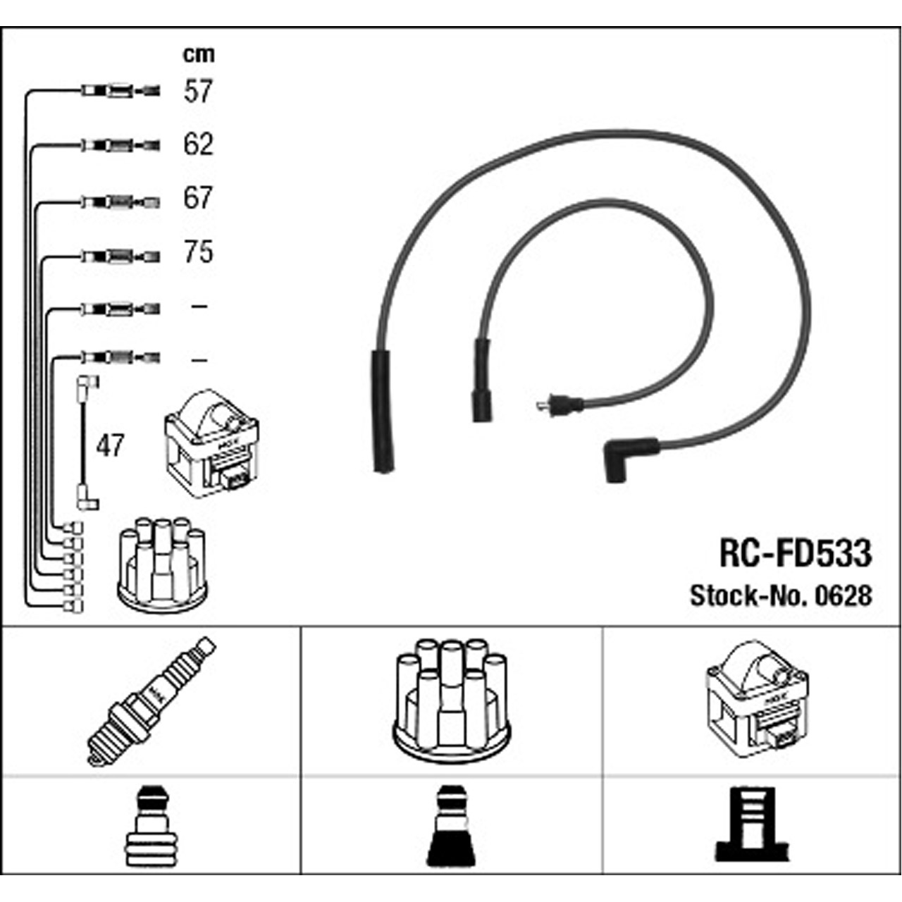 NGK 0628 RC-FD533 Zündkabelsatz Zündleitungssatz