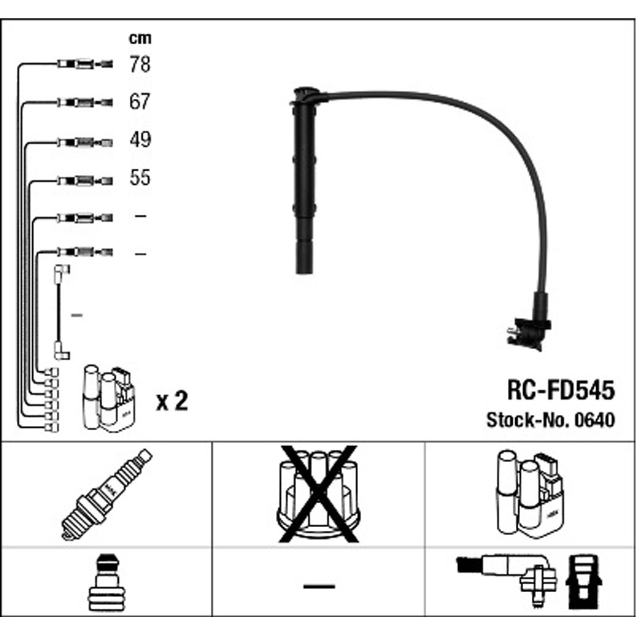 NGK 0640 RC-FD545 Zündkabelsatz FORD Galaxy 1 (WGR) 2.0i 116 PS 11.1995-05.2006 6592245