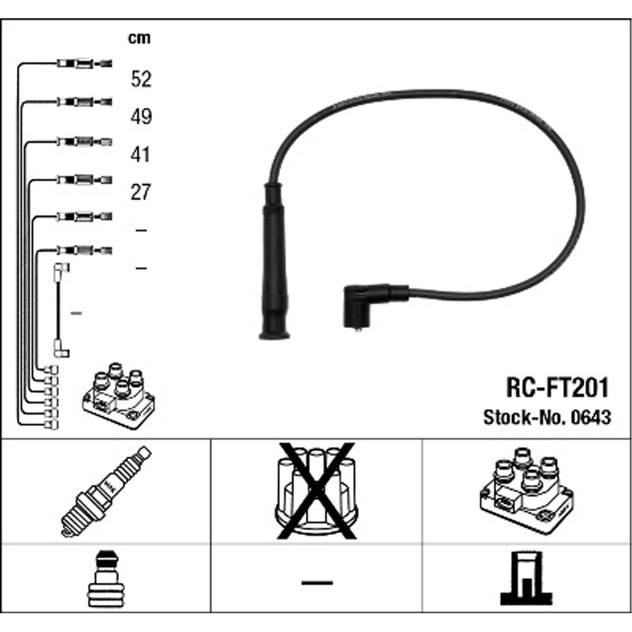 NGK 0643 RC-FT201 Zündkabelsatz Zündleitungssatz