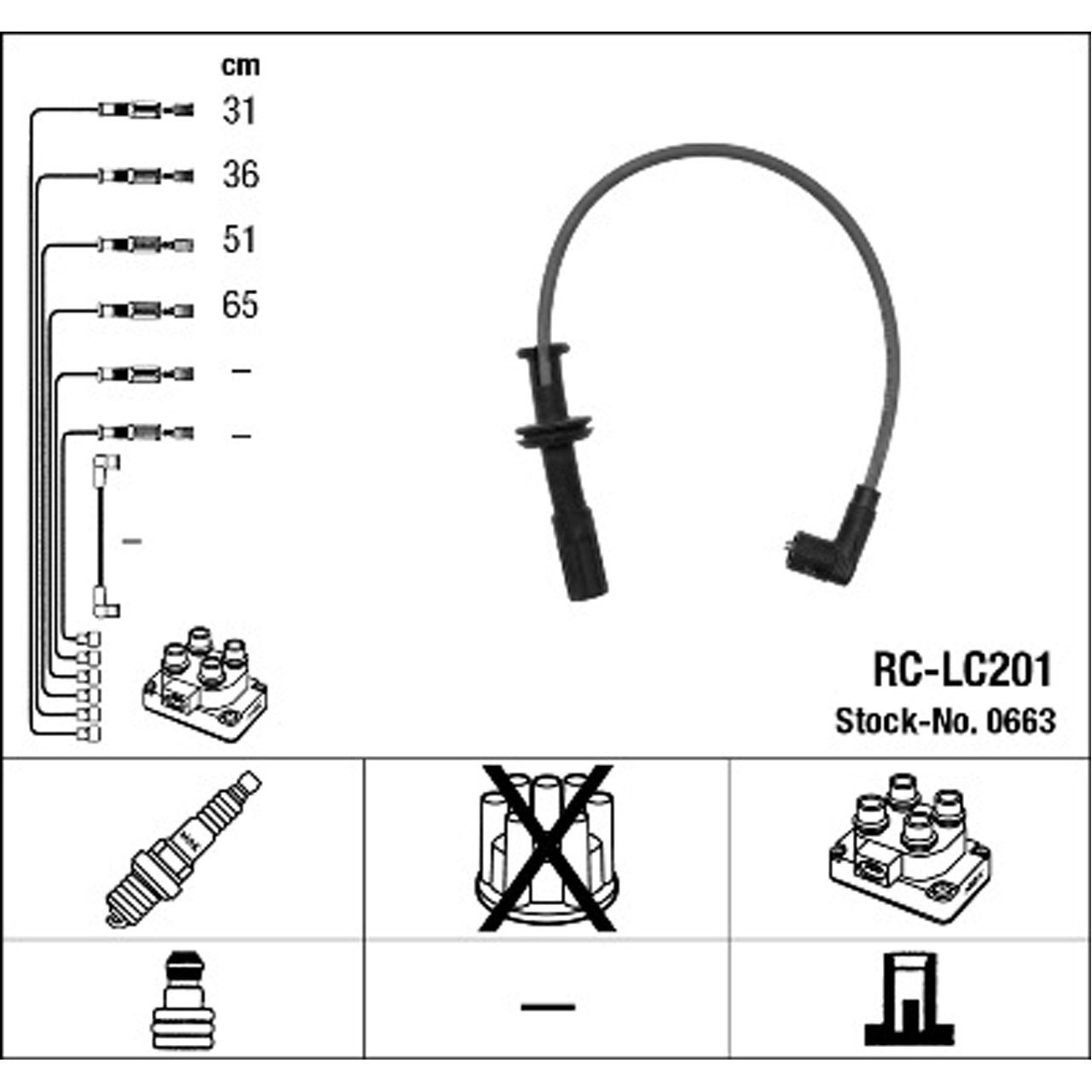 NGK 0663 RC-LC201 Zündkabelsatz Zündleitungssatz