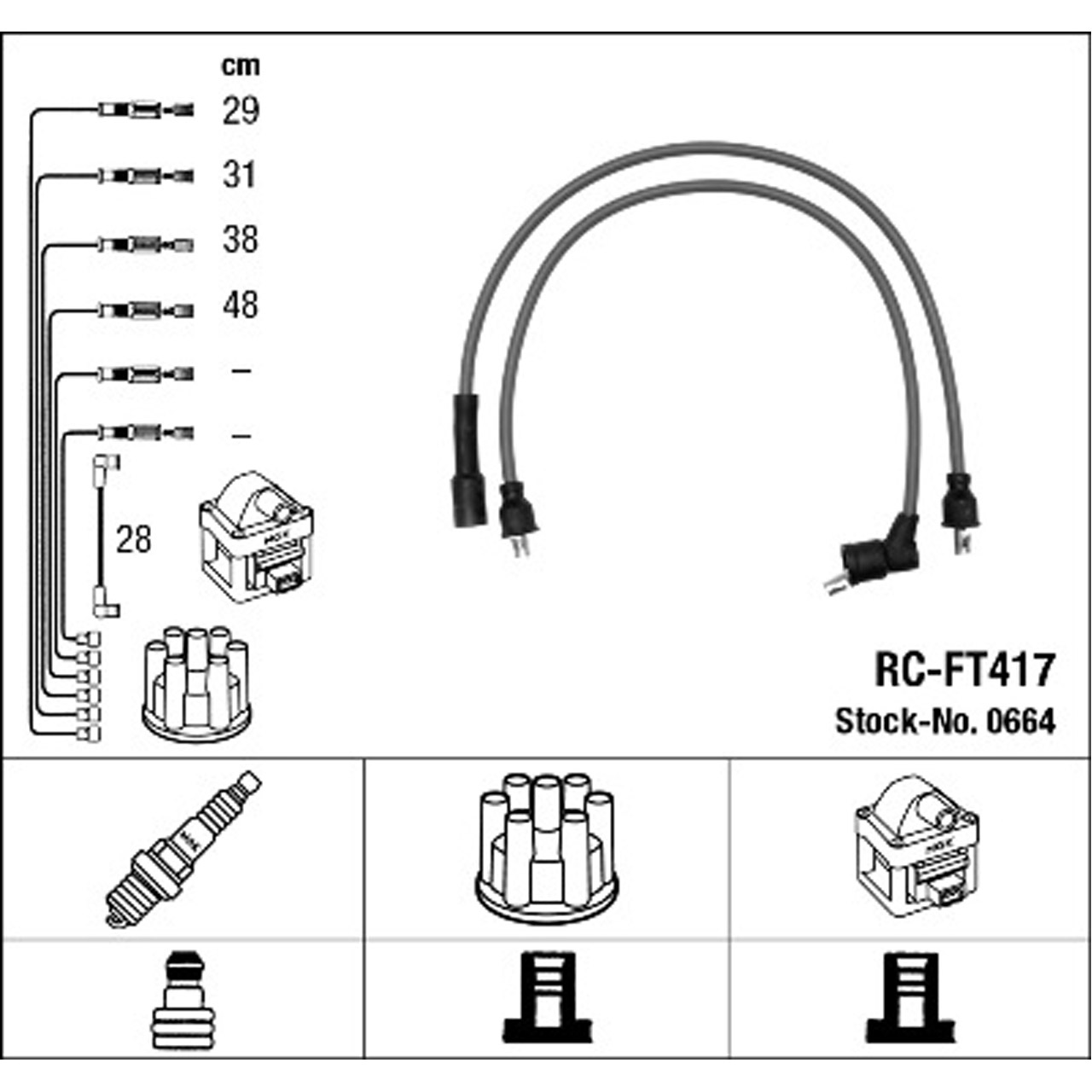 NGK 0664 RC-FT417 Zündkabelsatz Zündleitungssatz