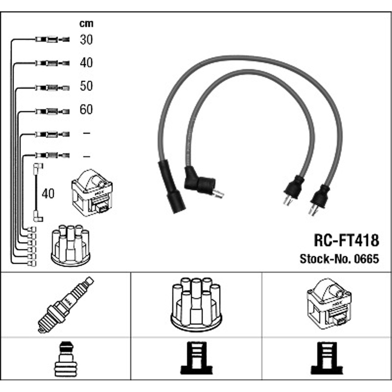 NGK 0665 RC-FT418 Zündkabelsatz Zündleitungssatz