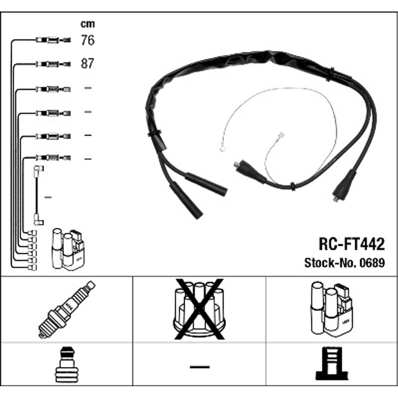 NGK 0689 RC-FT442 Zündkabelsatz Zündleitungssatz