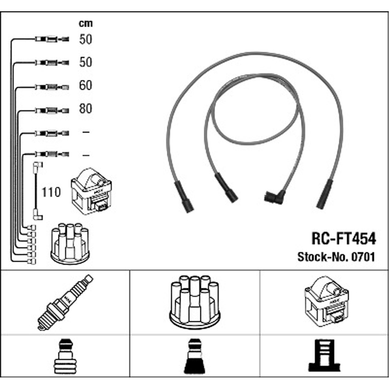 NGK 0701 RC-FT454 Zündkabelsatz Zündleitungssatz