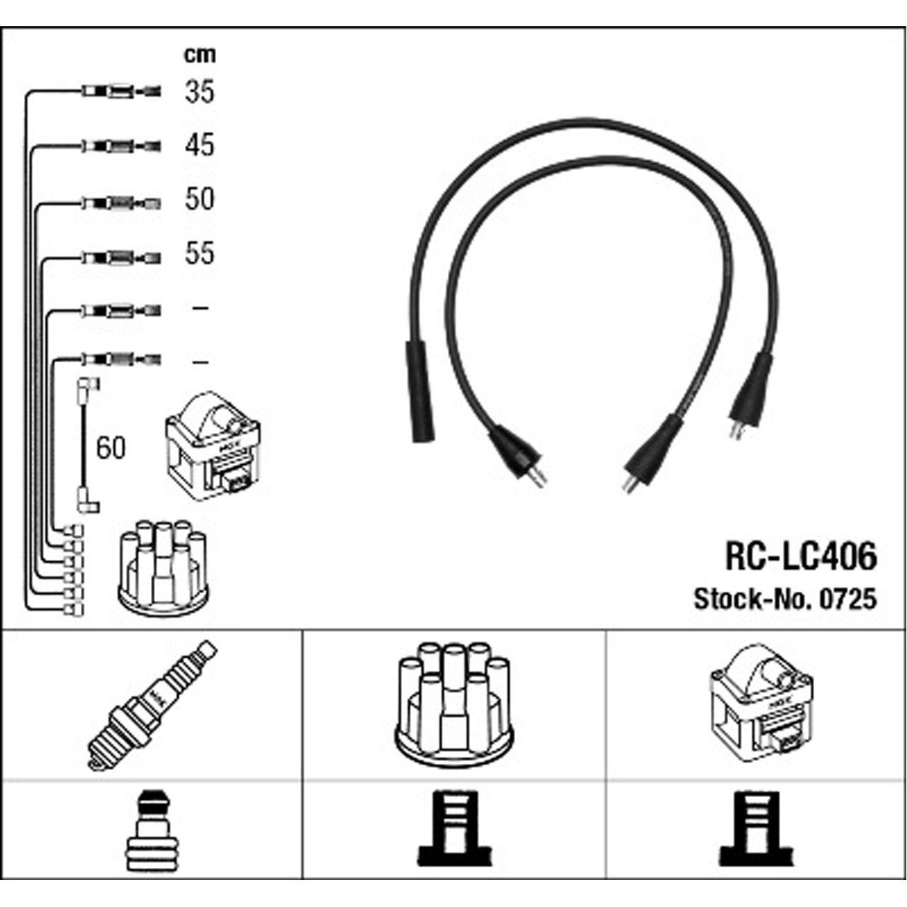 NGK 0725 RC-LC406 Zündkabelsatz Zündleitungssatz