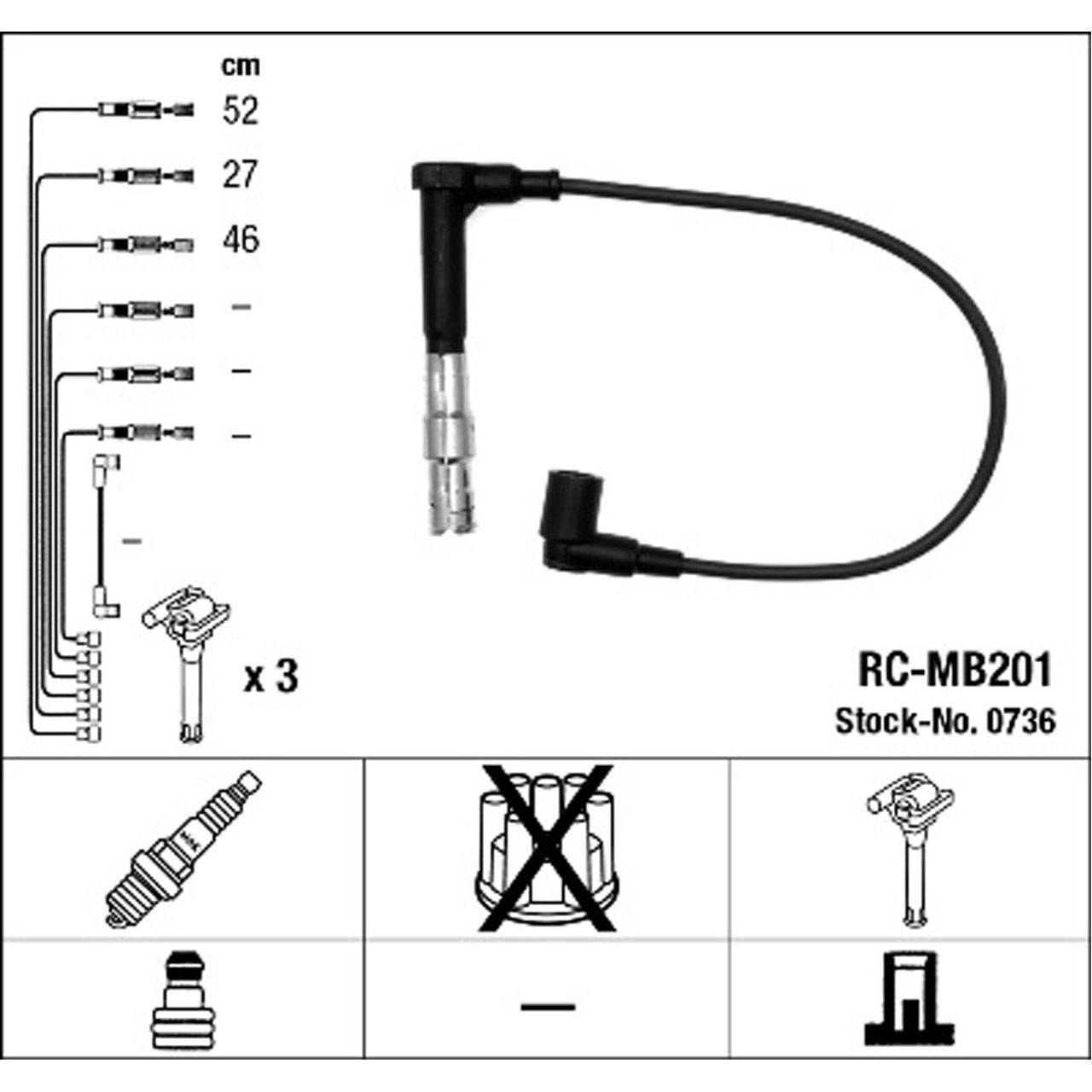 NGK 0736 RC-MB201 Zündkabelsatz Zündleitungssatz