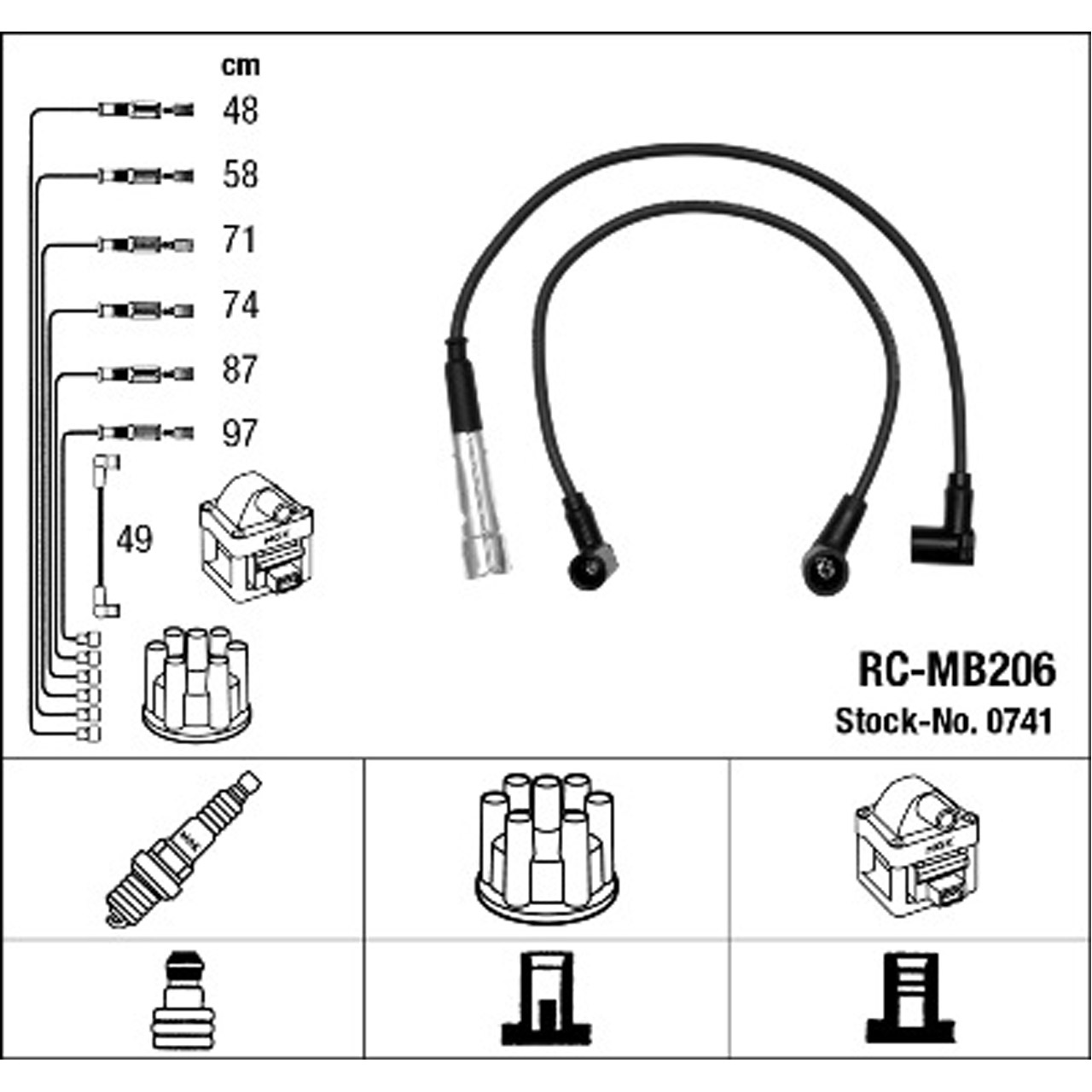 NGK 0741 RC-MB206 Zündkabelsatz Zündleitungssatz