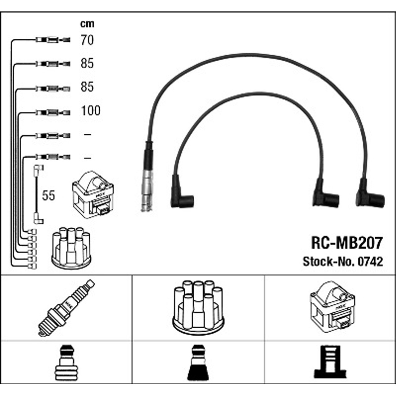 NGK 0742 RC-MB207 Zündkabelsatz Zündleitungssatz